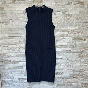 Sharagano Navy Blue Sleeveless Midi Dress